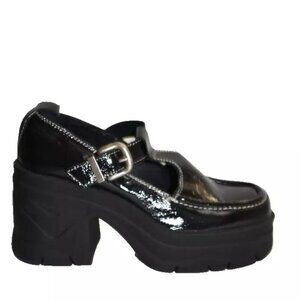 Free People Women's Mayla T Strap Platform Mary Jane Pumps Black Sz 8 DD396A